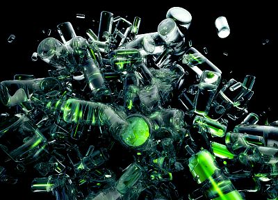 зеленый, абстракции, бутылки - случайные обои для рабочего стола