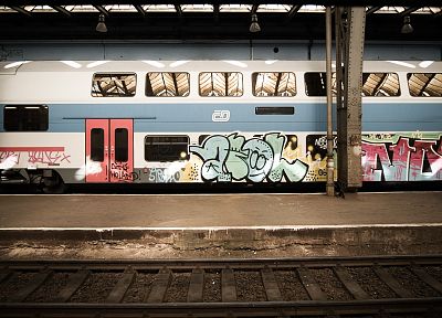 поезда, граффити, вокзалы, транспортные средства - копия обоев рабочего стола