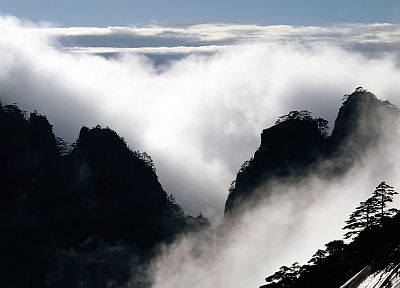 горы, природа, туман - обои на рабочий стол