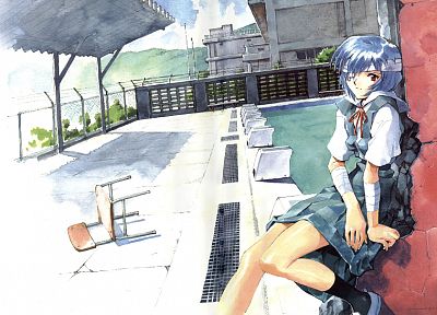 школьная форма, Ayanami Rei, Neon Genesis Evangelion (Евангелион) - копия обоев рабочего стола