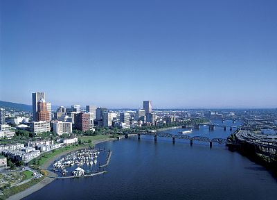 города, мосты, здания, Орегон, Портленд, реки, залив - обои на рабочий стол