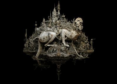скульптуры, Вавилон, Крис Кукси, темный фон, скот - оригинальные обои рабочего стола