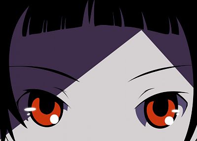 Sayonara Zetsubou Сенсей, тени, красные глаза, короткие волосы, аниме девушки, лица, бледная кожа, челка, черные волосы, Tsunetsuki Matoi - оригинальные обои рабочего стола