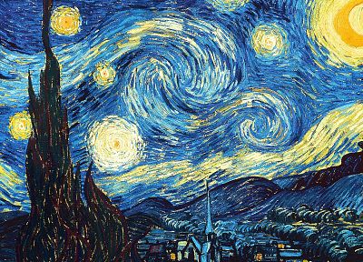картины, ночь, Винсент Ван Гог, Звездная ночь - обои на рабочий стол