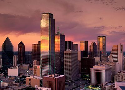 закат, города, здания, Даллас - случайные обои для рабочего стола
