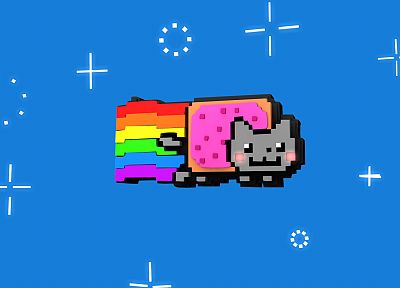 космическое пространство, кошки, радуга, Nyan Cat, Поп - Пироги - случайные обои для рабочего стола