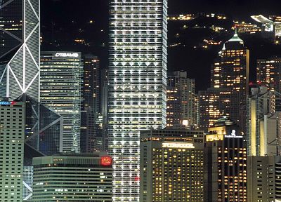 ночь, огни, Китай, Гонконг - обои на рабочий стол