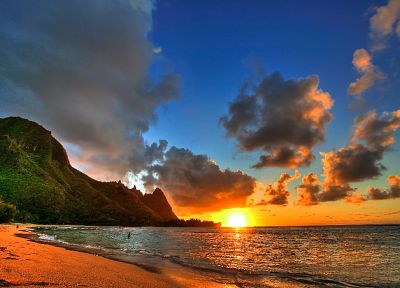 закат, природа, Гавайи, море, пляжи - обои на рабочий стол