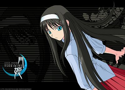 брюнетки, черный цвет, Tsukihime, темнота, голубые глаза, школьная форма, длинные волосы, Type-Moon, аниме, аниме девушки, ободок для волос, Тоно Акиха - оригинальные обои рабочего стола