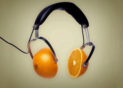 наушники, апельсины - случайные обои для рабочего стола