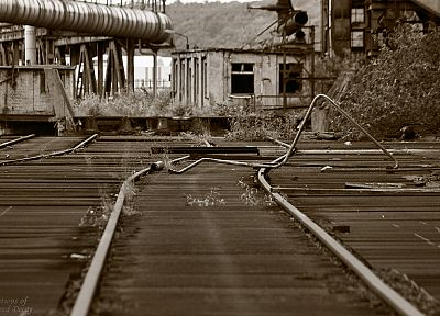 распад, Промышленные, железнодорожные пути - обои на рабочий стол