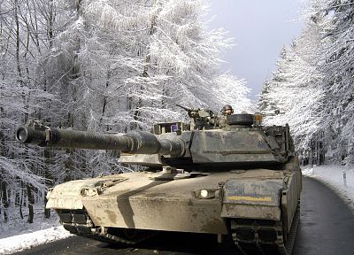зима, снег, деревья, военный, сезоны, танки, M1A1 Abrams MBT - случайные обои для рабочего стола