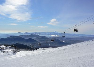горы, зима, катание на лыжах - обои на рабочий стол