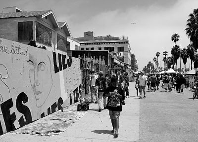 любовь, граффити, похоть, Венеция, монохромный, произведение искусства, пальмовые деревья, пляжи - обои на рабочий стол