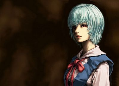 Ayanami Rei, Neon Genesis Evangelion (Евангелион), красные глаза, короткие волосы, белые волосы, аниме девушки - оригинальные обои рабочего стола