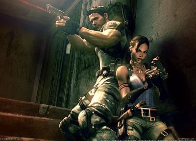видеоигры, лестницы, пистолеты, Шева Аломар, Resident Evil 5 - случайные обои для рабочего стола
