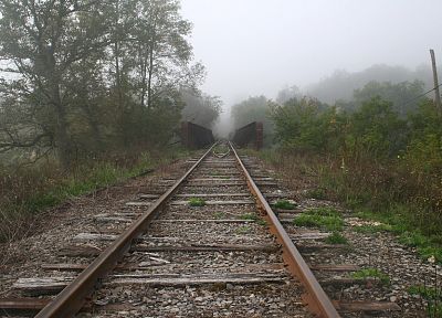 природа, поезда, туман, железнодорожные пути, транспортные средства - случайные обои для рабочего стола