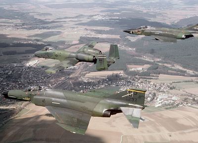 самолет, военный, ВВС США, F - 4 Phantom II, А-10 Thunderbolt II, истребители - обои на рабочий стол