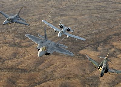 самолет, военный, Raptor, F-22 Raptor, транспортные средства, F - 4 Phantom II, А-10 Thunderbolt II, F- 16 Fighting Falcon - случайные обои для рабочего стола