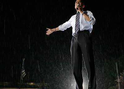 дождь, Барак Обама, Президенты США - обои на рабочий стол