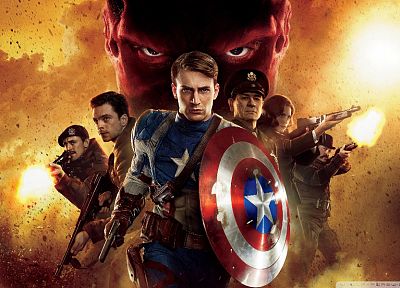 кино, Капитан Америка, Крис Эванс, Красный Череп, Хейли Этвелл, Томми Ли Джонс, Капитан Америка:Первый мститель - обои на рабочий стол