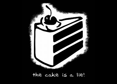 Портал, торт это ложь, темный фон - оригинальные обои рабочего стола