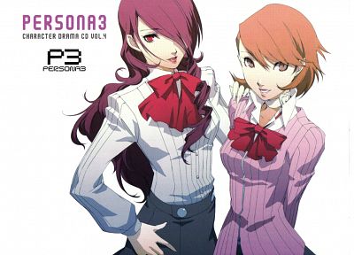 Персона серии, Persona 3, простой фон, Kirijo Mitsuru, Takeba Юкари - оригинальные обои рабочего стола