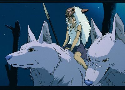Хаяо Миядзаки, Принцесса Мононоке, Studio Ghibli, аниме, копья, волки, Сан - ( Принцесса Мононоке ) - копия обоев рабочего стола