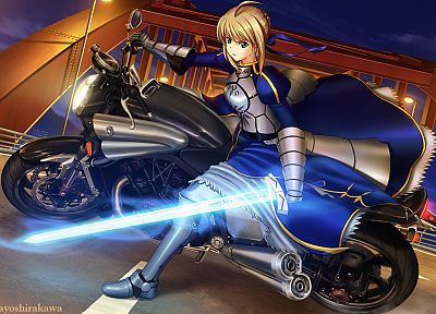 ночь, доспехи, Сабля, мотоциклы, Fate / Zero, Fate series (Судьба) - обои на рабочий стол