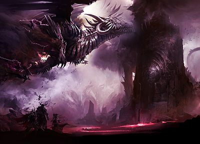 драконы, фиолетовый, Guild Wars, молния, Shatterer - случайные обои для рабочего стола
