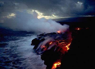 огонь, вулканы, лава, Гавайи - обои на рабочий стол