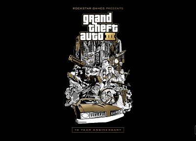 видеоигры, золото, Grand Theft Auto, евро, Rockstar Games, темный фон, Grand Theft Auto III - копия обоев рабочего стола