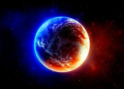 синий, космическое пространство, красный цвет, планеты, Земля - похожие обои для рабочего стола