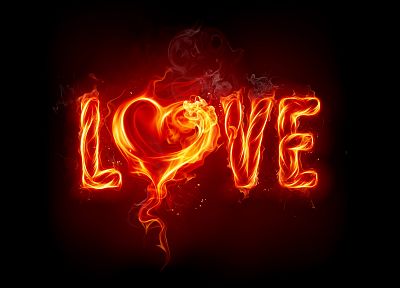 любовь, огонь, День Святого Валентина, сердца, темный фон - оригинальные обои рабочего стола