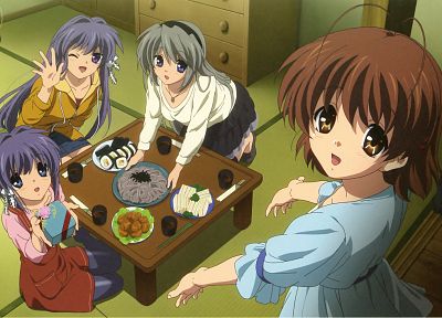 Clannad, Сакагами Томое, Фурукава Нагиса, Fujibayashi Kyou, Fujibayashi Ryou - обои на рабочий стол