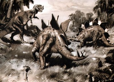 динозавры, Stegosaurus, Зденек Буриан - копия обоев рабочего стола