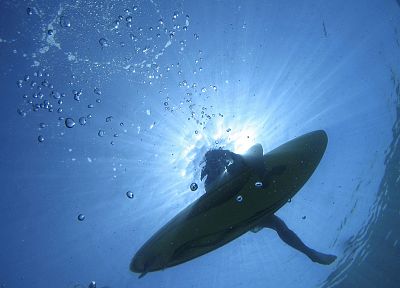 вода, пузыри, плавание, солнечный свет, доски для серфинга, под водой - похожие обои для рабочего стола