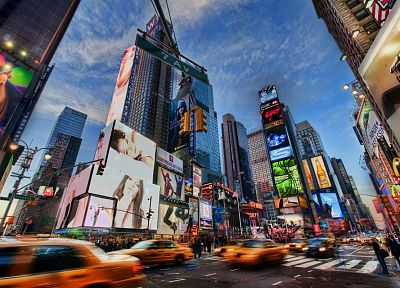 города, Нью-Йорк, Таймс-сквер, размытость, рекламный щит - обои на рабочий стол
