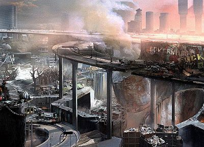 руины, города, разрушение, научная фантастика, пост апокалиптического - случайные обои для рабочего стола
