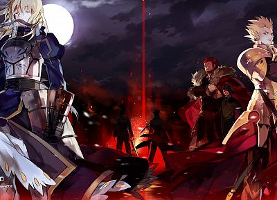 Fate/Stay Night (Судьба), ночь, всадник, доспехи, Гильгамеш, Сабля, Fate / Zero, Irisviel фон Einzbern, Вэйвер Velvet, Райдер ( Fate / Zero), Fate series (Судьба) - случайные обои для рабочего стола