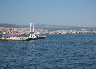синий, города, Измир, Турция, Саффет, море - случайные обои для рабочего стола