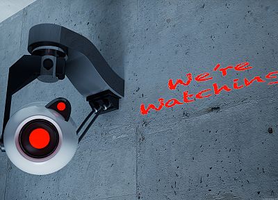 видеоигры, стена, камеры, Portal 2 - случайные обои для рабочего стола