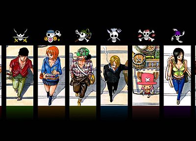 One Piece ( аниме ), Нико Робин, пираты, Roronoa Зоро, прерыватель, соломенная шляпа, Обезьяна D Луффи, Нами ( One Piece ), Санджи ( One Piece ), Ussop - обои на рабочий стол