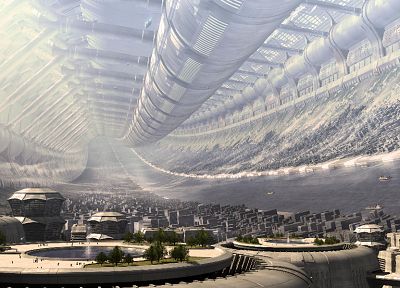 Метрополис, научная фантастика, реки, города, Цитадель ( Mass Effect ) - обои на рабочий стол