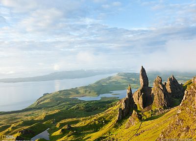 вода, горы, пейзажи, природа, скалы, National Geographic, Шотландия, Остров Скай - оригинальные обои рабочего стола
