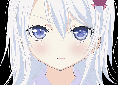 голубые глаза, прозрачный, Denpa Онна в Seishun Otoko, белые волосы, аниме девушки, лица, Hoshimiya Yashiro, аниме векторы - копия обоев рабочего стола