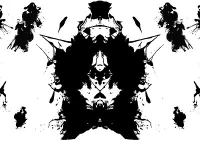 черно-белое изображение, тест Роршаха, брызги - обои на рабочий стол