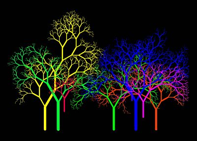 деревья, фракталы, кислота, цвета - похожие обои для рабочего стола