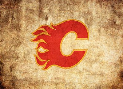 огонь, команда, Канада, хоккей, логотипы, Calgary Flames - обои на рабочий стол