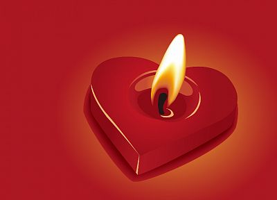 сердца, свечи, красный фон - оригинальные обои рабочего стола